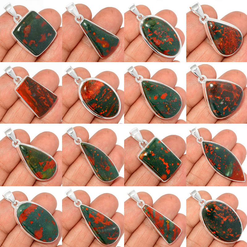 100 Grams Mix Lot - Blood Stone Pendants - GBDSP1