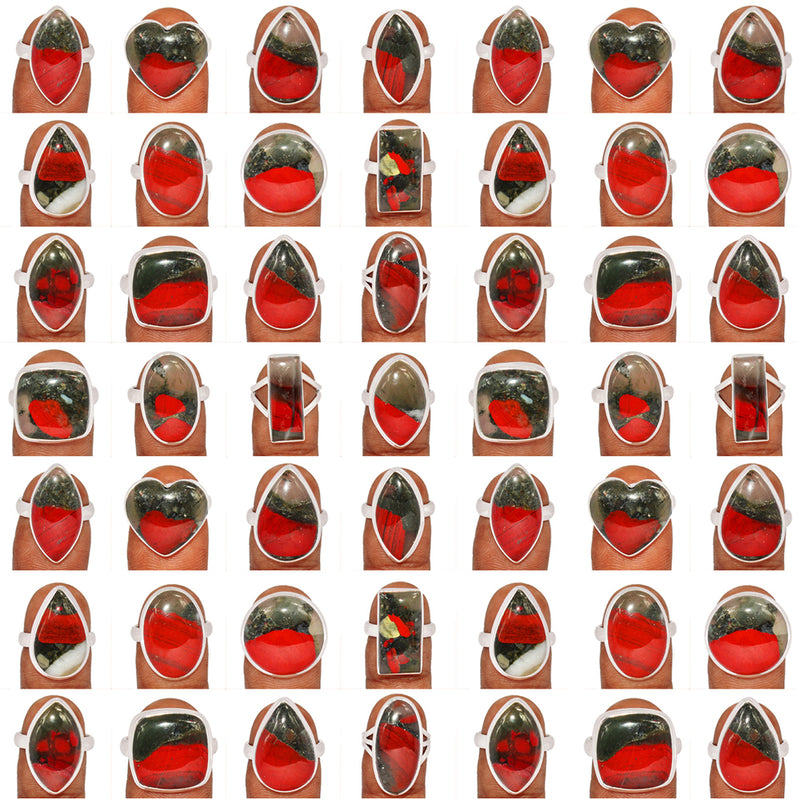 500 Grams Mix Lot - Blood Stone Rings - GBDSR3
