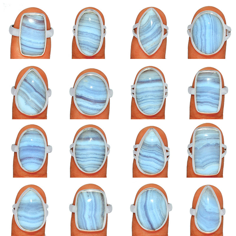100 Grams Mix Lot - Blue Lace Agate Rings - GBLAR4