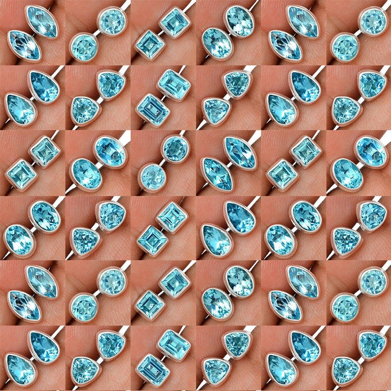 50 Pieces Mix Lot - Blue Topaz Studs - GBLTS3