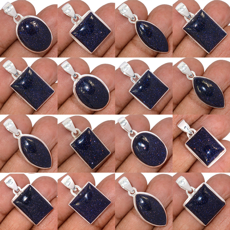 100 Grams Mix Lot - Blue Sun Star Pendants - GBSSP1