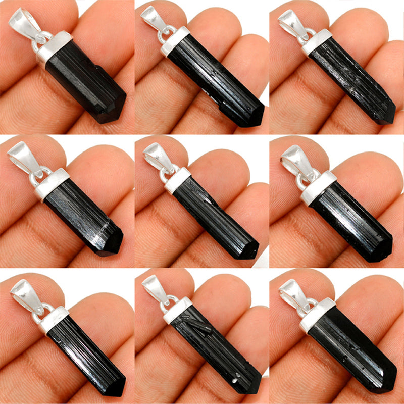 9 Pieces Mix Lot - Black Tourmaline Pendants - GBTMP9