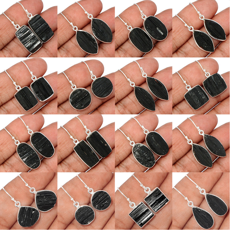 25 Pieces Mix Lot - Black Tourmaline Rough Earrings - GBTRE2