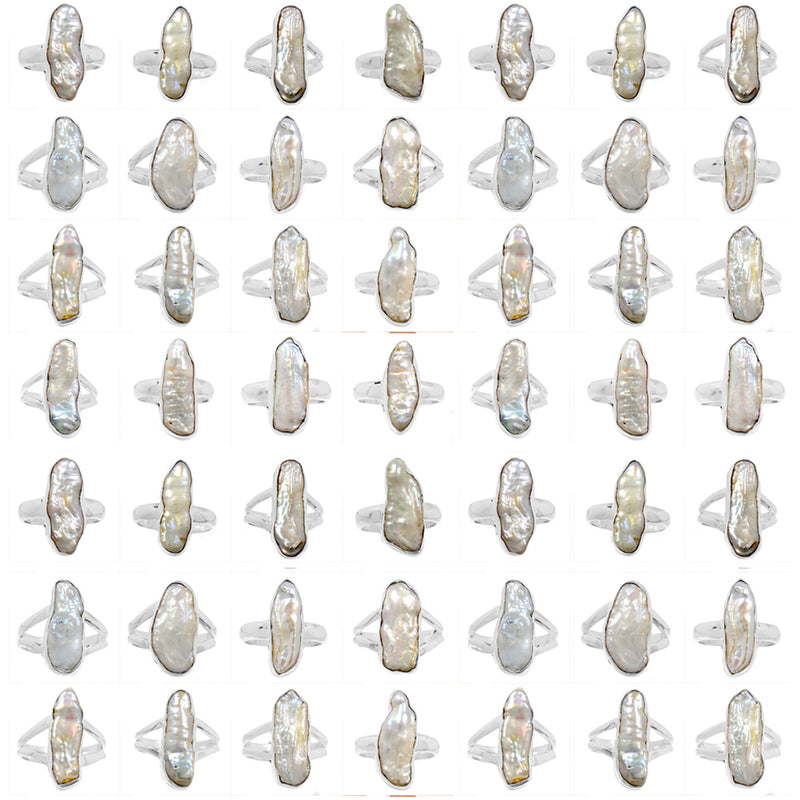 500 Grams Mix Lot - Biwa Pearl Rings - GBWAR3
