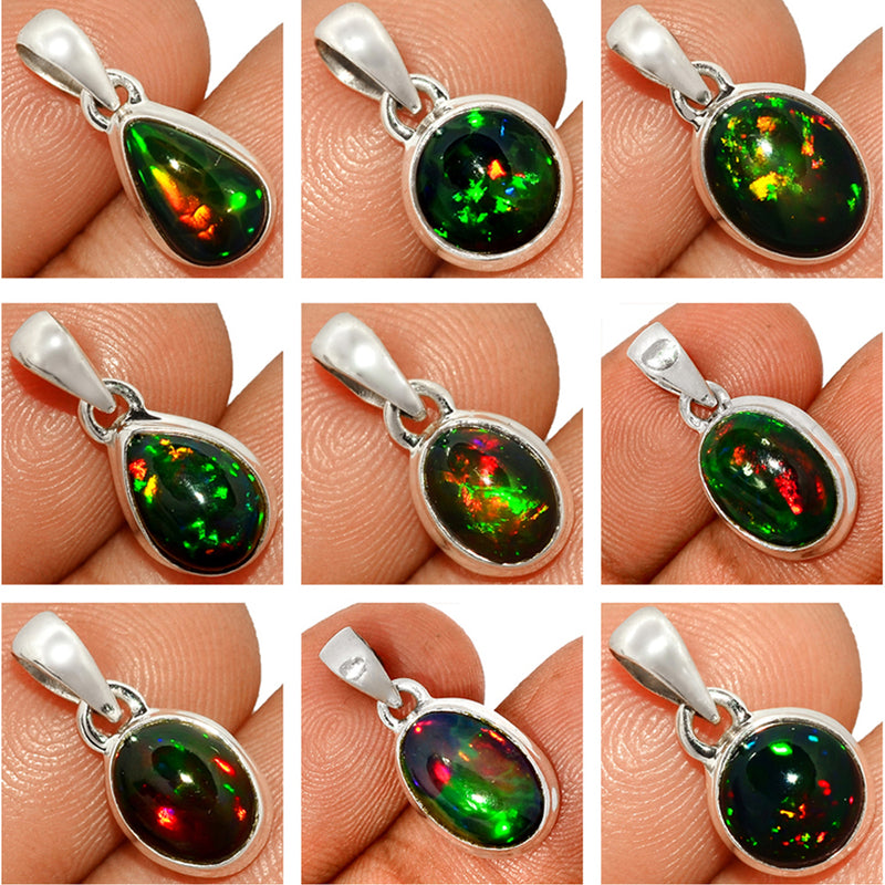9 Pieces Mix Lot - Chalama Black Opal Pendants - GCBOP1