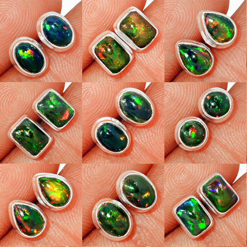 9 Pieces Mix Lot - Chalama Black Opal Studs - GCBOS1