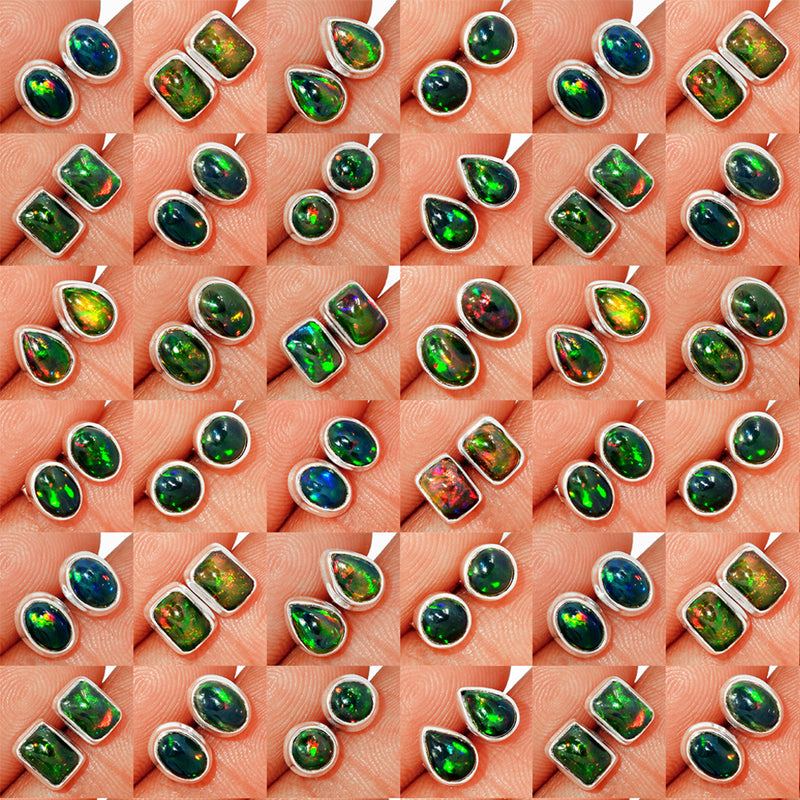 50 Pieces Mix Lot - Chalama Black Opal Studs - GCBOS3