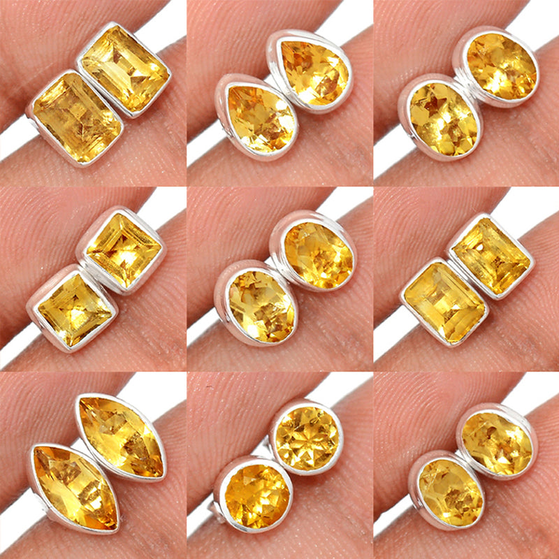 9 Pieces Mix Lot - Citrine Studs - GCITS1