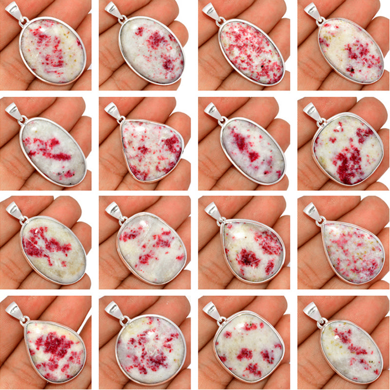 100 Grams Mix Lot - Cinnabar In Scapolite Pendants - GCNBP4