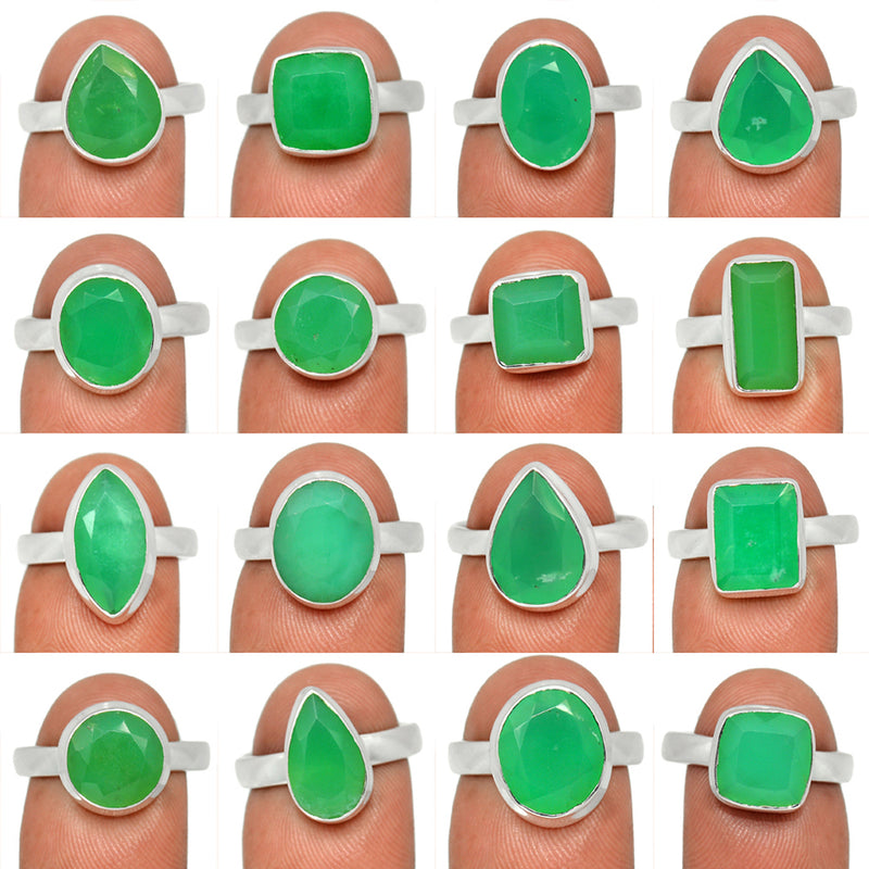 100 Grams Mix Lot - Chrysoprase Faceted Rings - GCPFR1