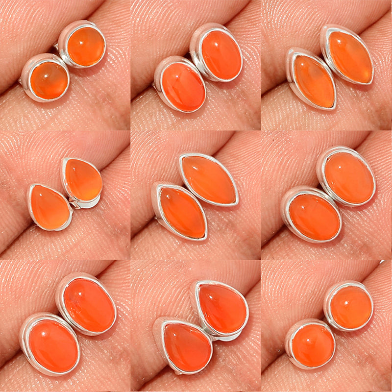 9 Pieces Mix Lot - Carnelian Studs - GCRNS1