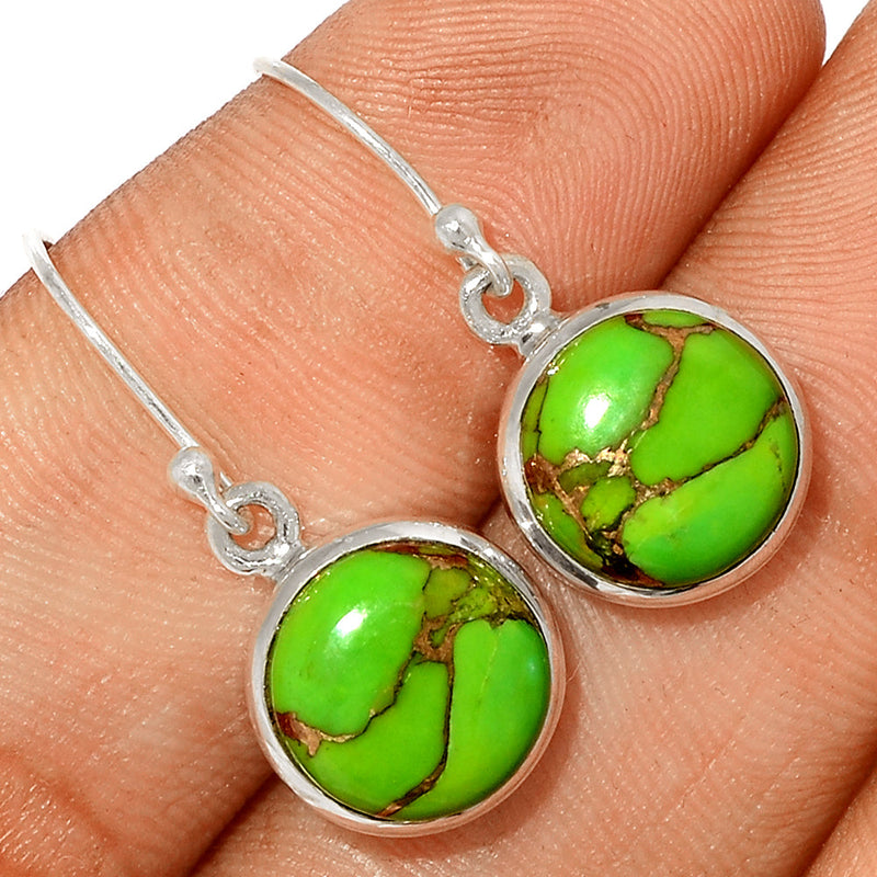 1.1" Green Copper Turquoise Earrings - GCTE789