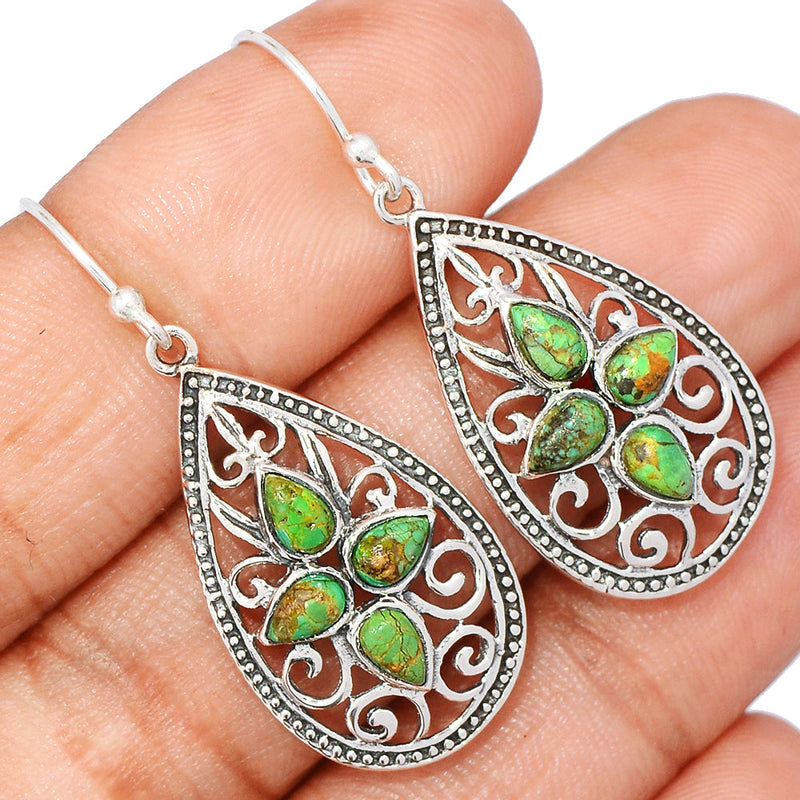 1.6" Green Copper Turquoise Earrings - GCTE791
