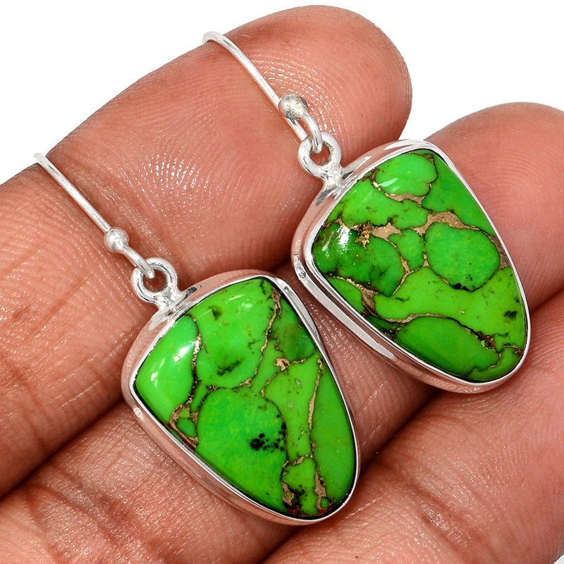 1.5" Green Copper Turquoise Earrings - GCTE799