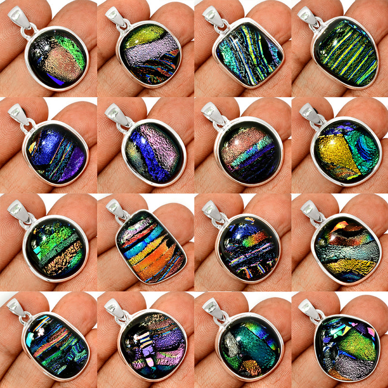 100 Grams Mix Lot - Dichroic Glass Pendants - GDICP1