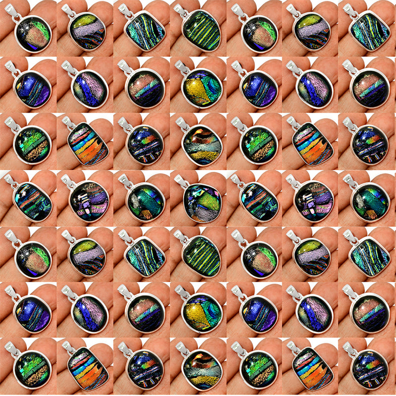 500 Grams Mix Lot - Dichroic Glass Pendants - GDICP3