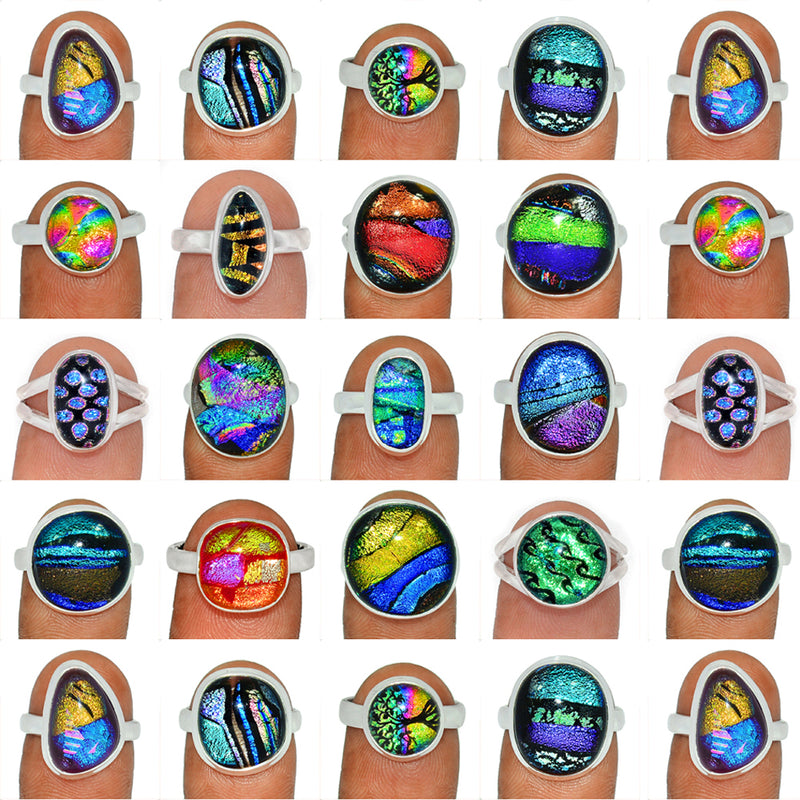 250 Grams Mix Lot - Dichroic Glass Rings - GDICR2