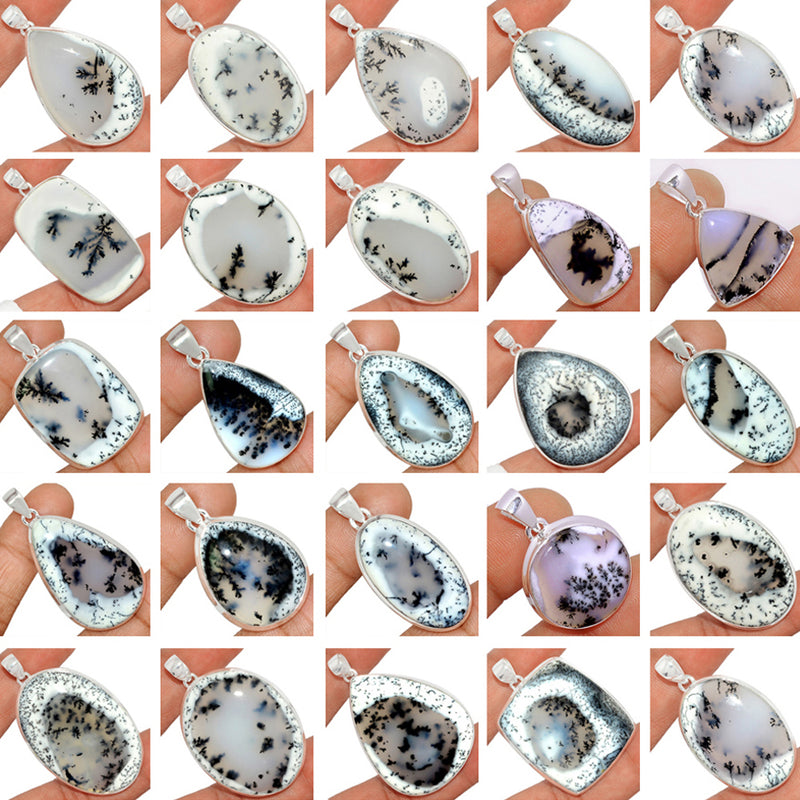 250 Grams Mix Lot - Dendrite Opal Pendants - GDROP1