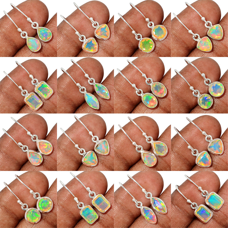 25 Pieces Mix Lot - Ethiopian Opal Faceted Earrings - GEOFE2