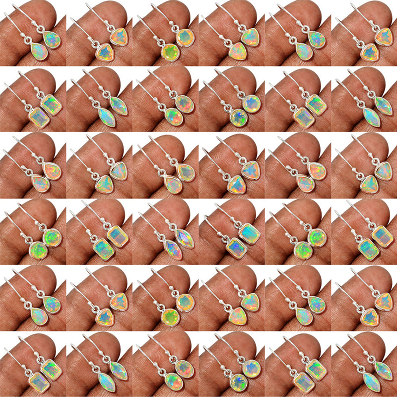50 Pieces Mix Lot - Ethiopian Opal Faceted Earrings - GEOFE3