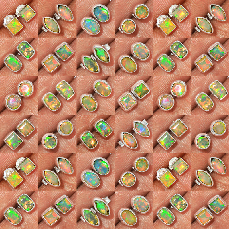 50 Pieces Mix Lot - Ethiopian Opal Faceted Studs - GEOFS3