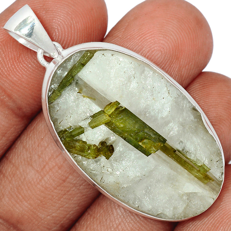 2" Green Tourmaline In Quartz Pendants - GEQP209