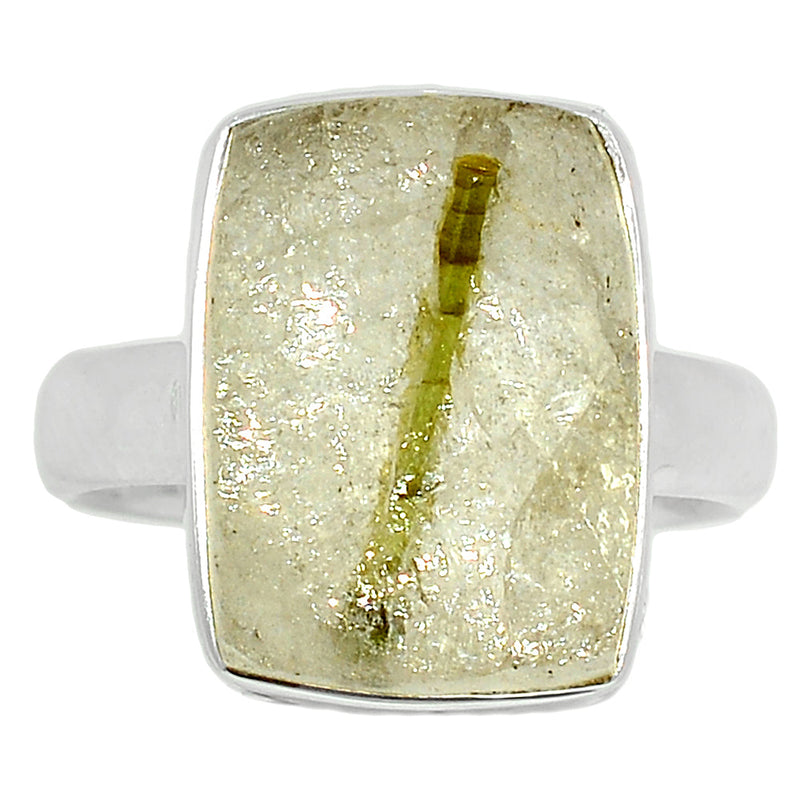 Green Tourmaline In Quartz Ring - GEQR162