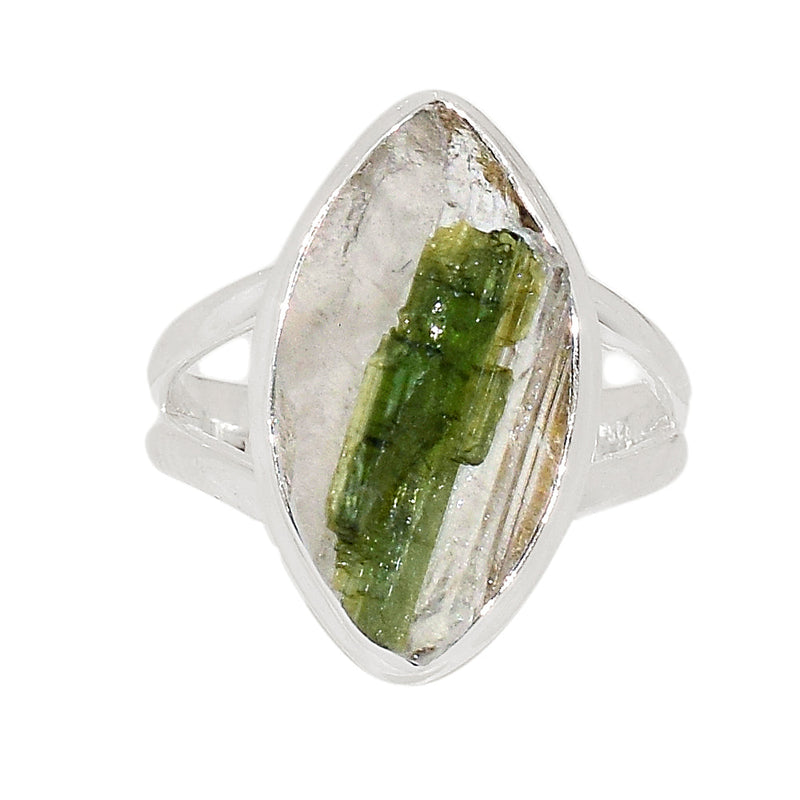 Green Tourmaline In Quartz Ring - GEQR240