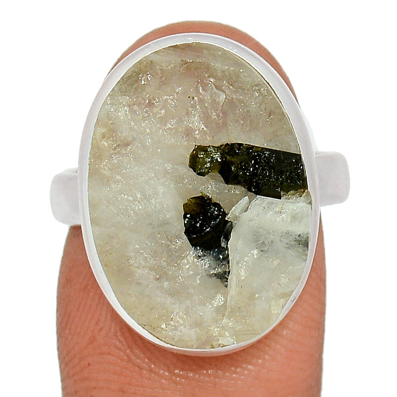 Green Tourmaline In Quartz Ring - GEQR288