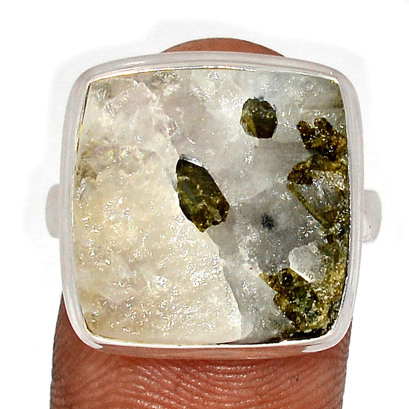 Green Tourmaline In Quartz Ring - GEQR291