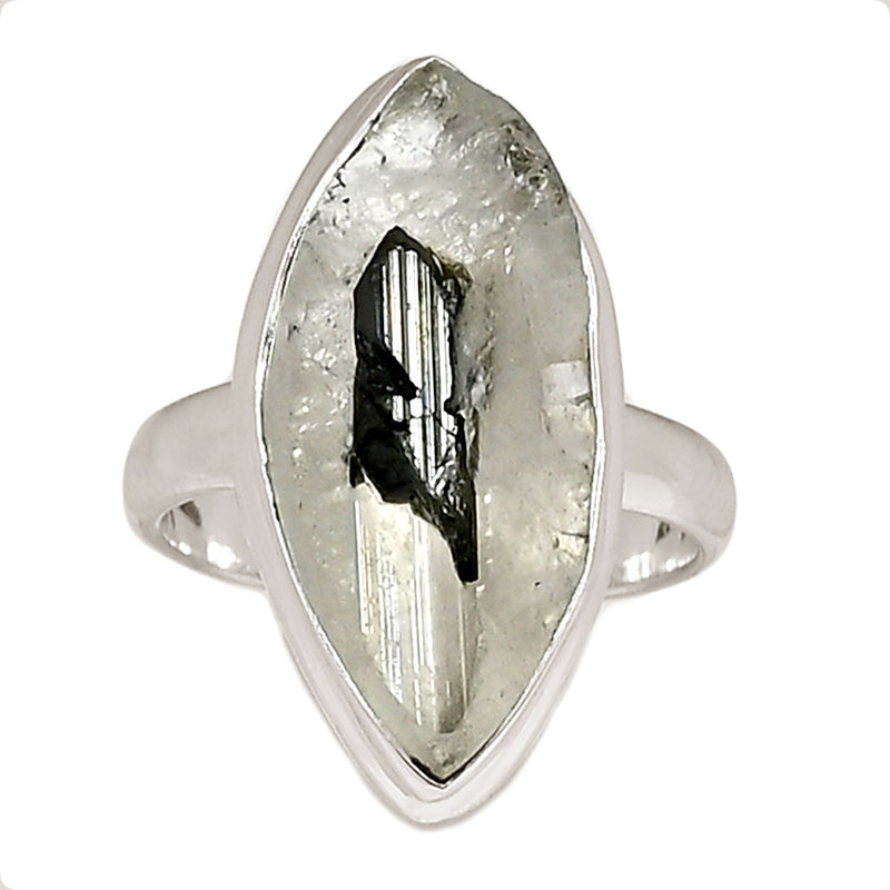 Green Tourmaline In Quartz Ring - GEQR335