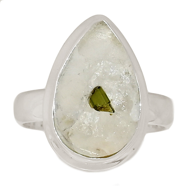 Green Tourmaline In Quartz Ring - GEQR349