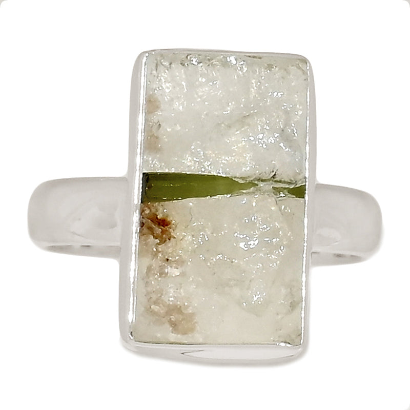 Green Tourmaline In Quartz Ring - GEQR351