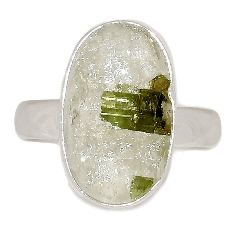 Green Tourmaline In Quartz Ring - GEQR353