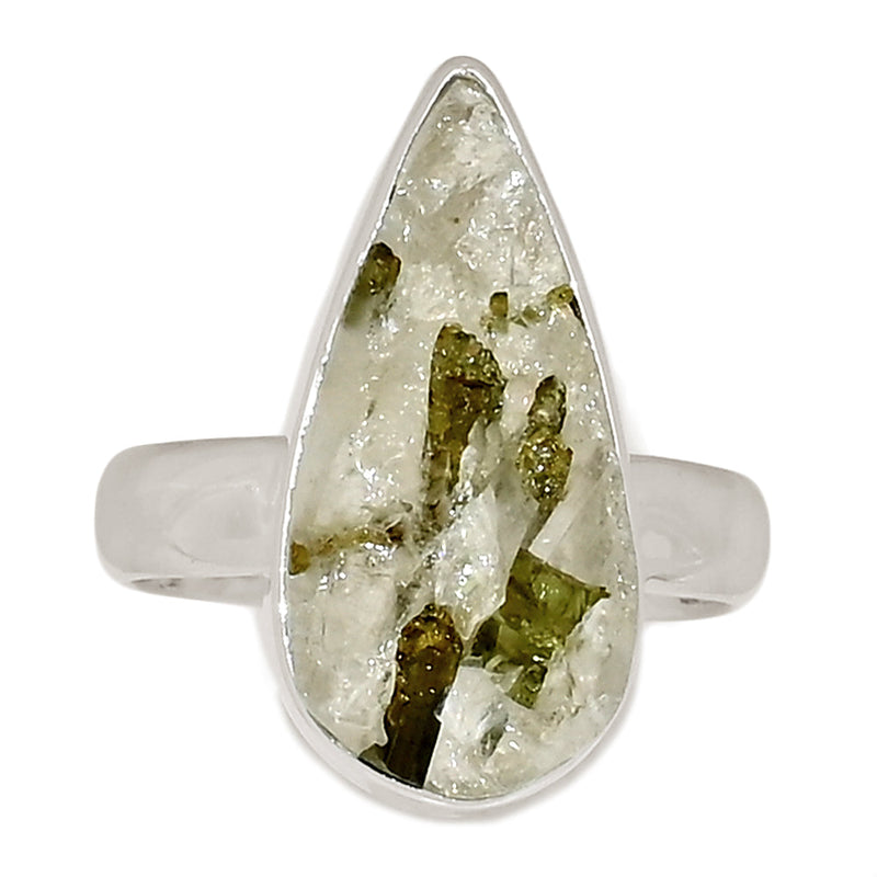 Green Tourmaline In Quartz Ring - GEQR358