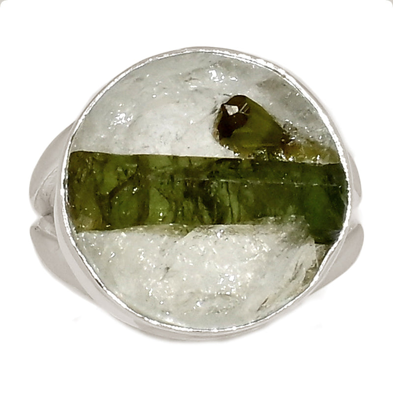 Green Tourmaline In Quartz Ring - GEQR371