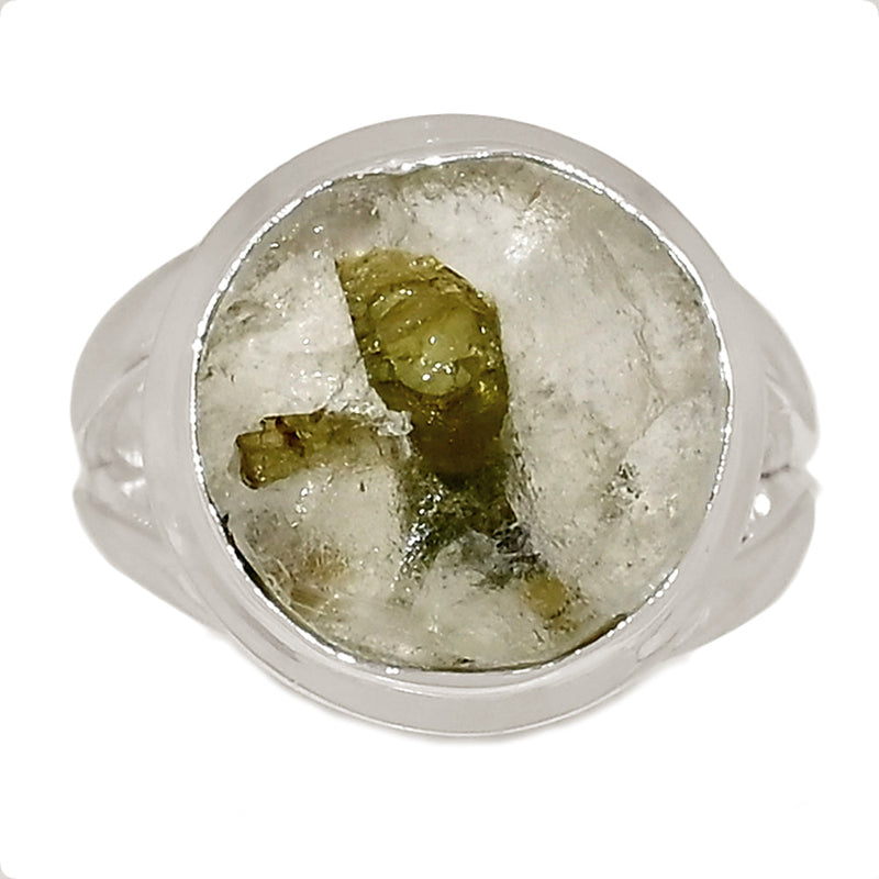 Green Tourmaline In Quartz Ring - GEQR378