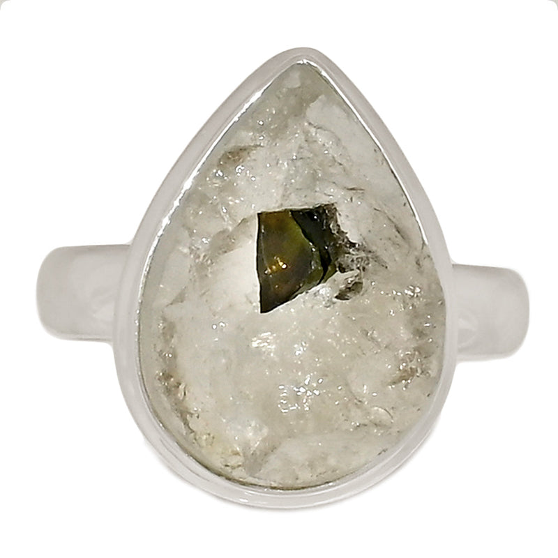 Green Tourmaline In Quartz Ring - GEQR380