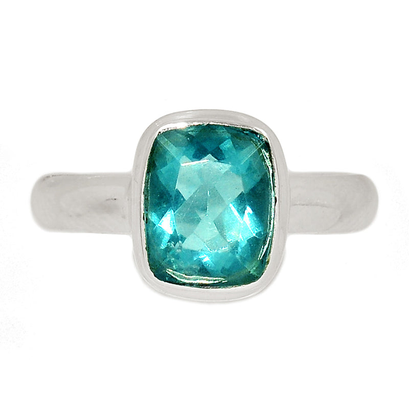Green Fluorite Faceted Ring - GFFR67