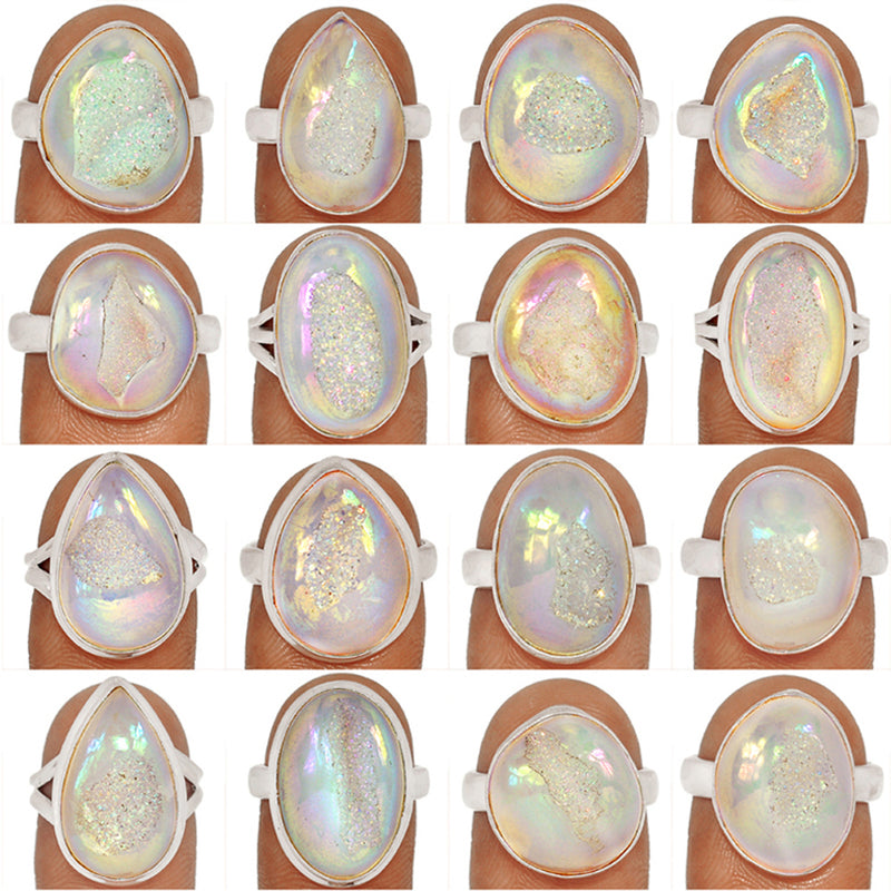 100 Grams Mix Lot - Angel Aura Druzy Rings - GGPWR1