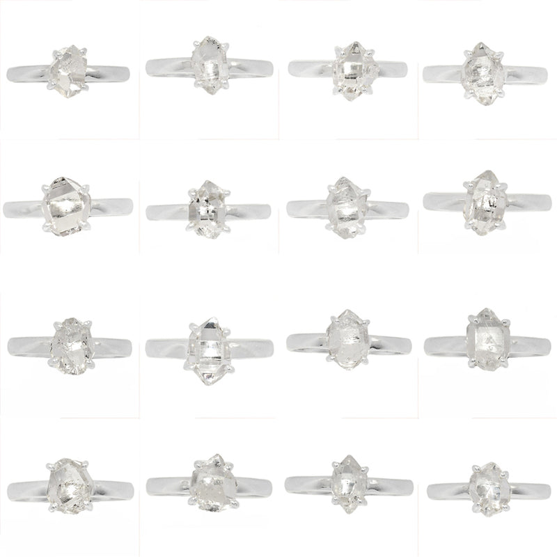 100 Grams Mix Lot - Claw Setting - Herkimer Diamond Ring - GHKDR17