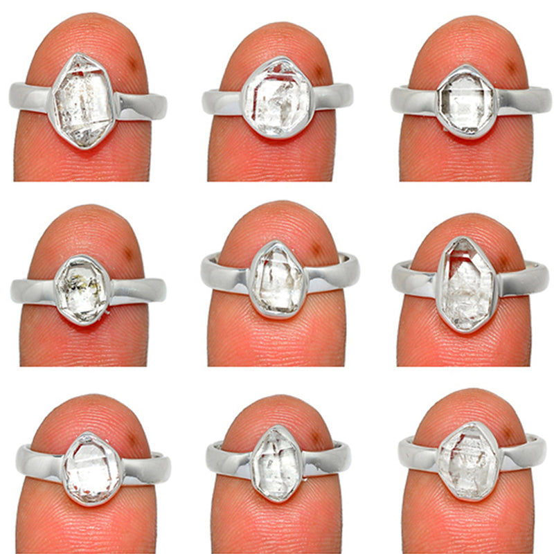 9 Pieces Mix Lot - Plain Setting - Herkimer Diamond Ring - GHKDR1