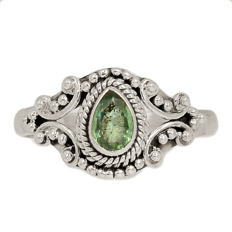 Small Filigree - Green Kyanite Faceted Ring - GKFR104