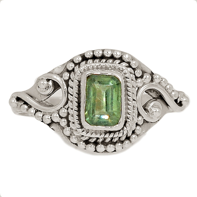 Small Filigree - Green Kyanite Faceted Ring - GKFR106