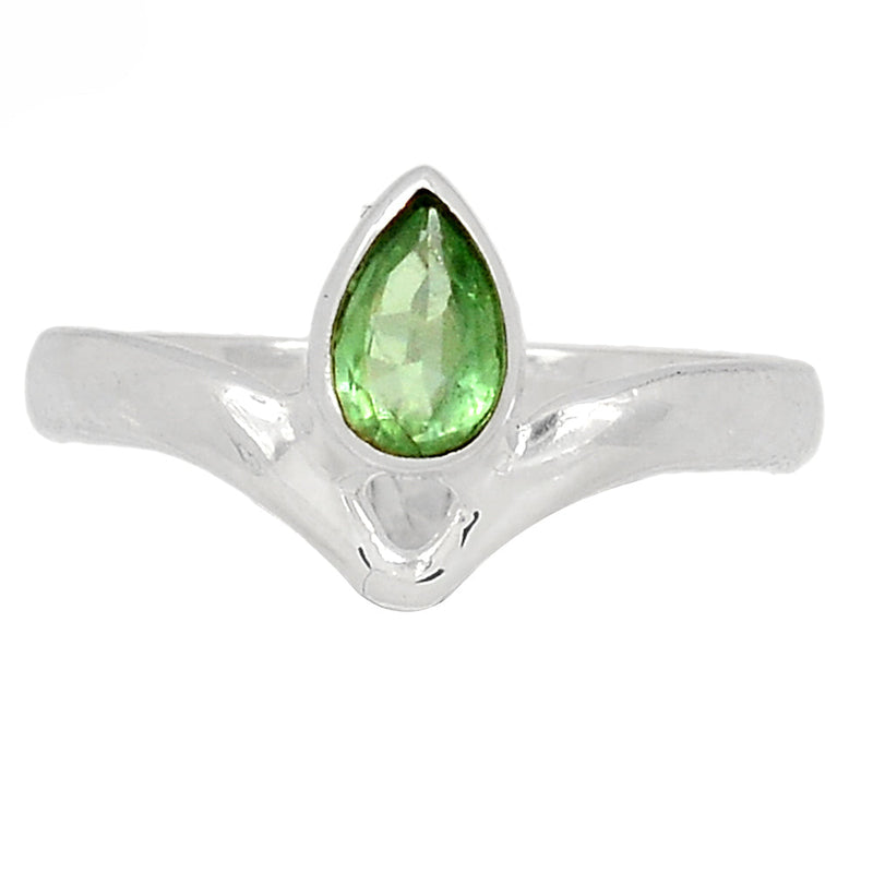 Small Plain - Green Kyanite Faceted Ring - GKFR114