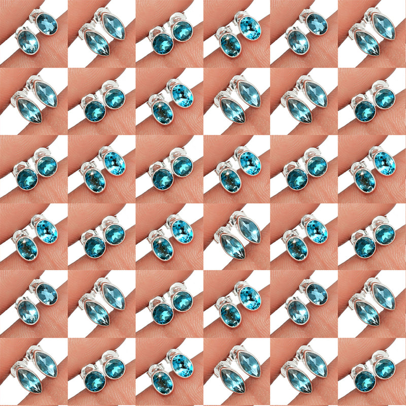 50 Pieces Mix Lot - London Blue Topaz Studs - GLBTS3