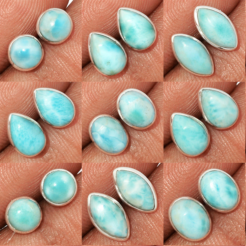 9 Pieces Mix Lot - Larimar Studs - GLRIS1