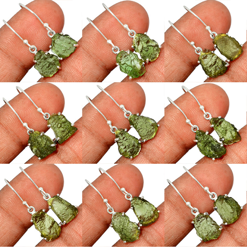 9 Pieces Mix Lot - Claw Setting - Moldavite Earrings - GMLDE9