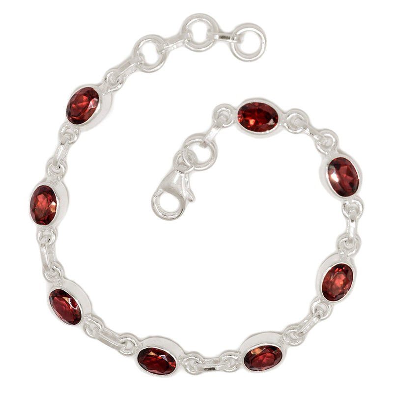 7.6" Garnet Faceted Bracelets - GNFB166