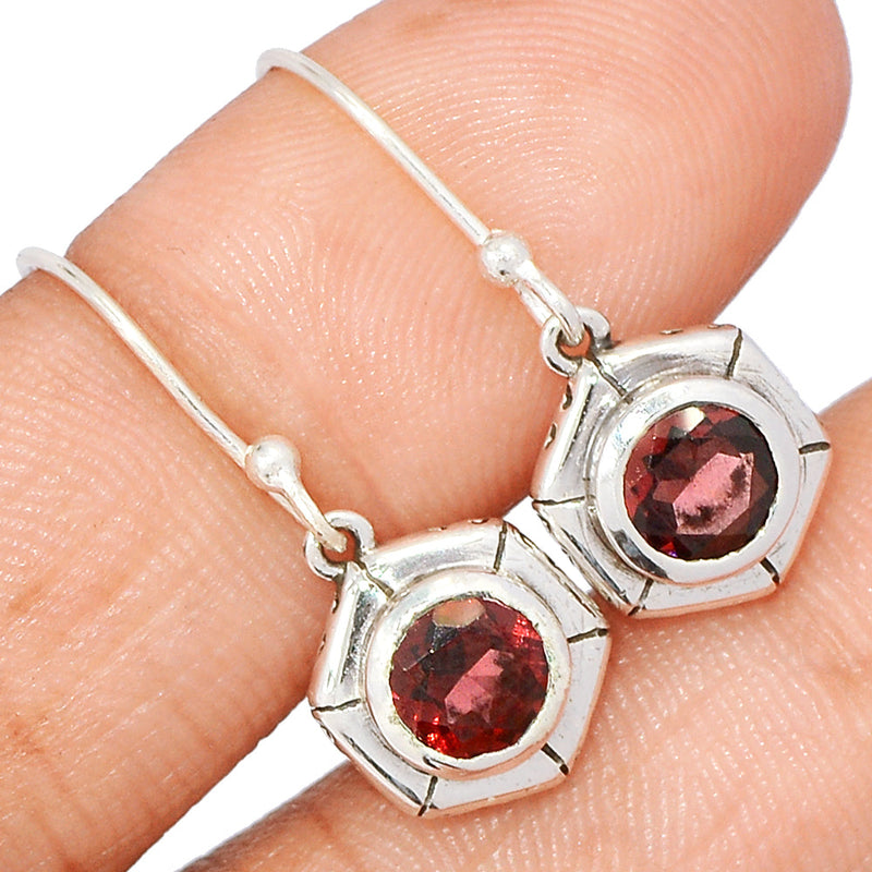 1.1" Garnet Faceted Earrings - GNFE762